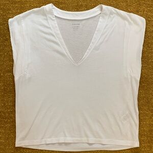 Frame high v neck white tee, size small, great condition